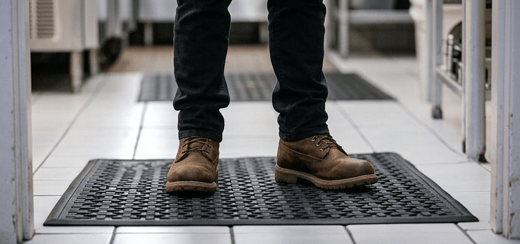 ergonomisk ståmatte på gulv